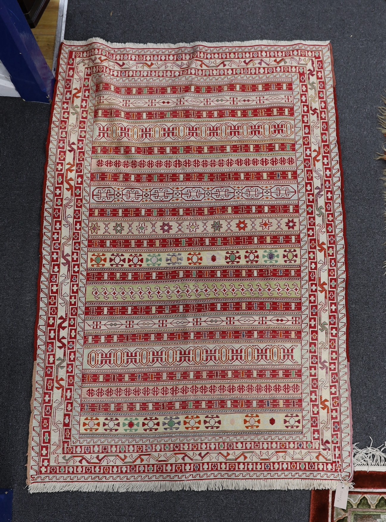 A Soumak part silk rug, 140 x 96cm